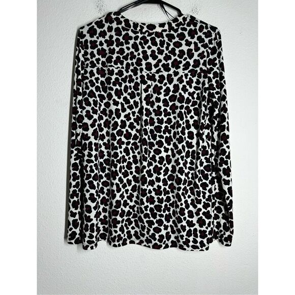 Michael Kors Leopard Burgundy Tie Sleeve Blouse Size M - Picture 4 of 12
